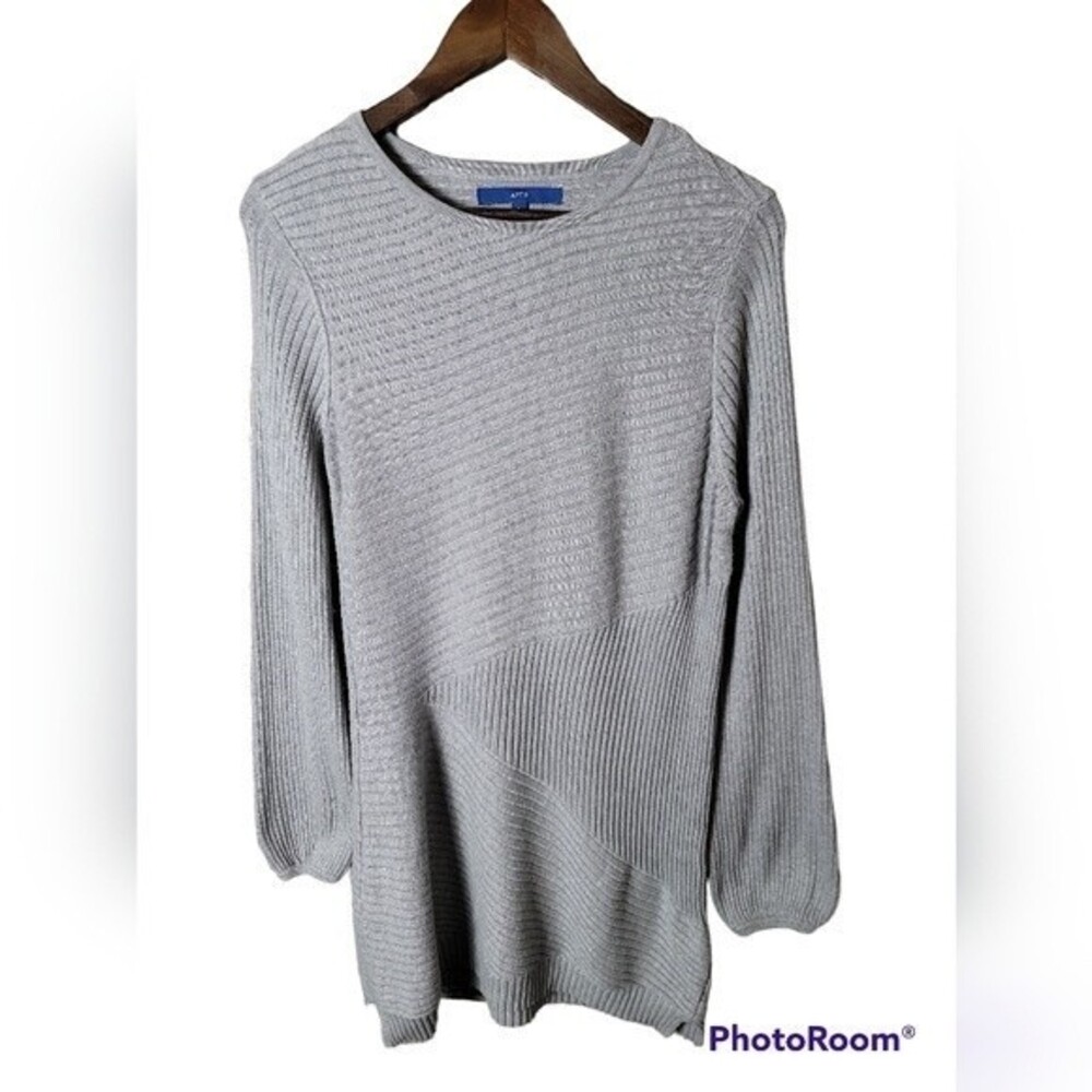 Apt. 9 Grey Geometric Tunic Long-sleeved Sweater Dress Size Large